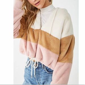 Faux Fur Colorblock Hoodie